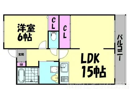 シティハウスRINKU(1LDK/2階)の間取り写真
