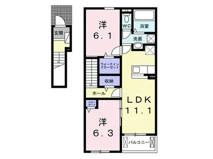 ソレアード・ポールIII(2LDK/2階)の間取り写真