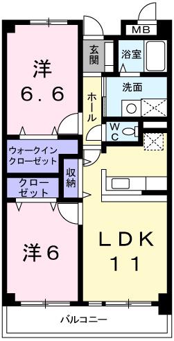 グレイスセイバリー(2LDK/1階)の間取り写真