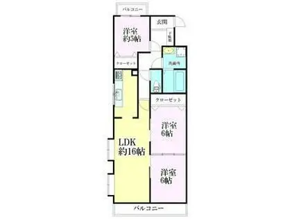 ジョイプラザ南仙台(3LDK/4階)の間取り写真