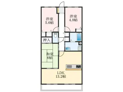 ルピナス泉大津(2SLDK/7階)の間取り写真