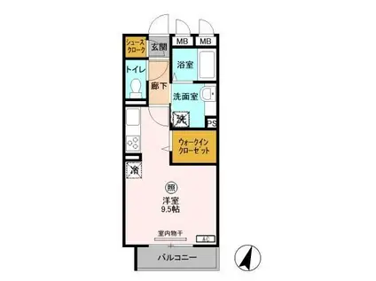 ロイジェントパークス レイクタウン I(ワンルーム/3階)の間取り写真