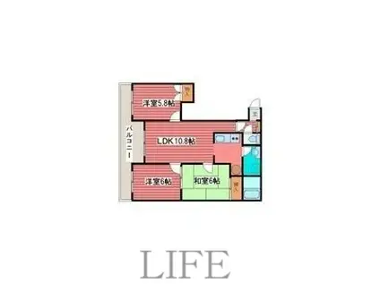 リップル西岡(3LDK/4階)の間取り写真