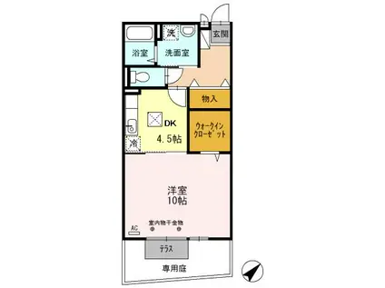 バーディーコート(1DK/1階)の間取り写真