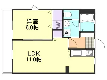 クイント(1LDK/1階)の間取り写真