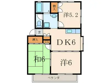 ラポ-ル・V(3DK/2階)の間取り写真