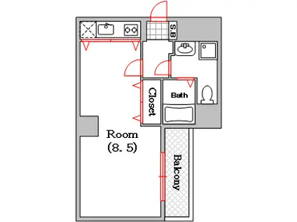 リップルグロウナンバ(ワンルーム/11階)の間取り写真