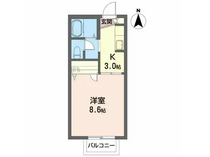 イーストパレスD(1K/2階)の間取り写真