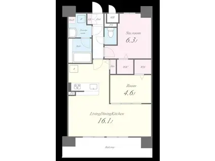 アウトフィールド海老江(1SLDK/4階)の間取り写真