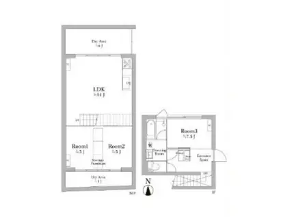 ARK TERRACE 東新宿(2LDK/1階)の間取り写真