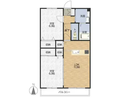 COMFORT(2LDK/2階)の間取り写真