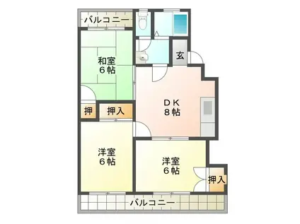 サンパレスセイワ(3DK/3階)の間取り写真