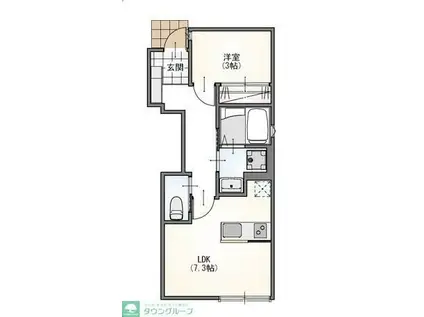 GREEN VALLEY(1LDK/1階)の間取り写真