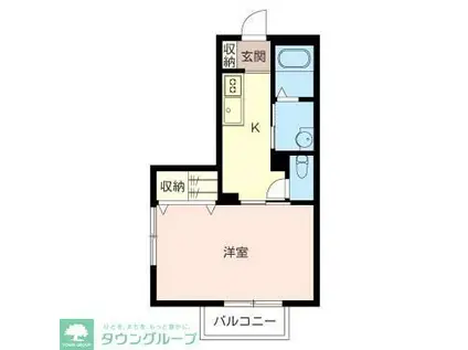 ハピネスI(1K/1階)の間取り写真