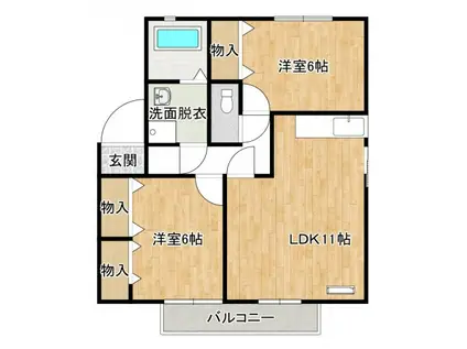 グリーンゲーブルズ A(2LDK/2階)の間取り写真