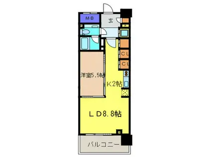 プライムアーバン日本橋横山町(1LDK/8階)の間取り写真