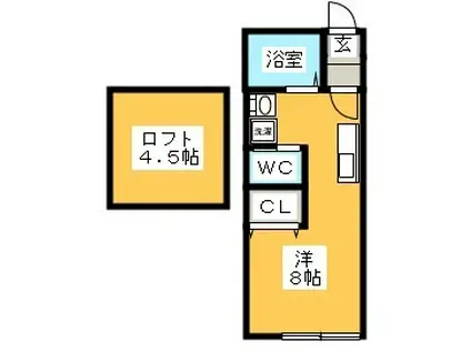 ブルーベリーハウス(ワンルーム/2階)の間取り写真