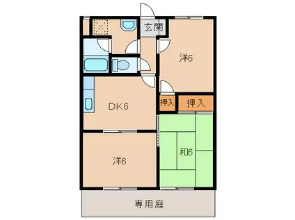 グリーンフルうちた(3DK/1階)の間取り写真