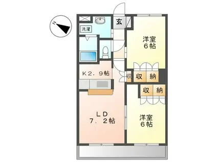 コンフォール山法師(2LDK/1階)の間取り写真