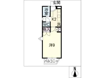 テラスグリーン(1K/2階)の間取り写真