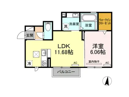 GLAN M.T(1LDK/1階)の間取り写真