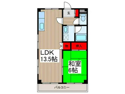 S・Hハイツ(1LDK/2階)の間取り写真
