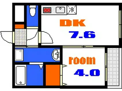 ジュネス(1DK/3階)の間取り写真