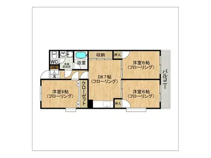 プロスパ77(3DK/3階)の間取り写真