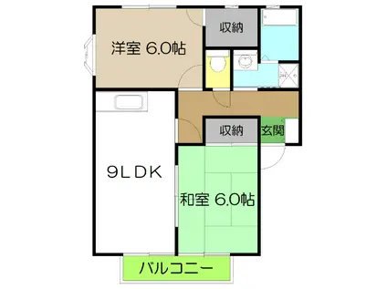 ラピスハイネス B棟(2LDK/2階)の間取り写真