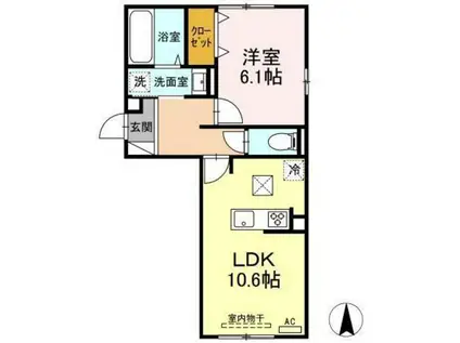 シャインテラス(1LDK/1階)の間取り写真
