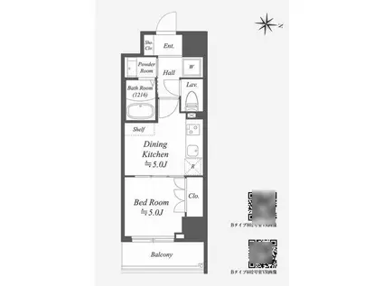 ALPHA PRIME東陽町(1DK/4階)の間取り写真