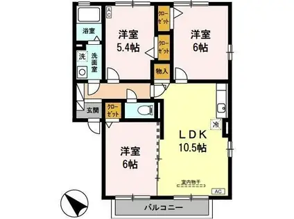 レジデンス イーグル(3LDK/1階)の間取り写真