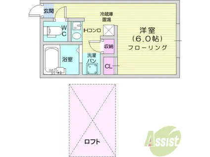 多賀城ウエストA棟(1K/1階)の間取り写真