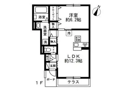 アビタシオンプリュネ(1LDK/1階)の間取り写真