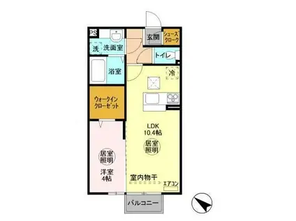 ラ・トゥール一番館(1LDK/1階)の間取り写真