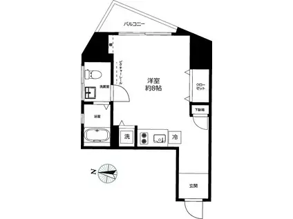 ベルファース東麻布(ワンルーム/5階)の間取り写真