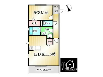 グランツ(1LDK/2階)の間取り写真