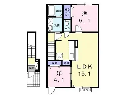 アドバンス ヴィラII(2LDK/2階)の間取り写真