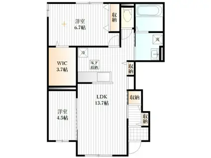 シャノワール柏木(2LDK/1階)の間取り写真