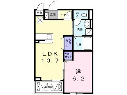 BOA SORTE(1LDK/2階)の間取り写真