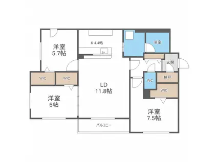 ミル・グランデ(3LDK/3階)の間取り写真