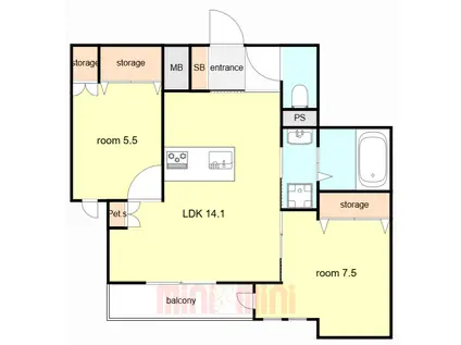 CITRUS 武庫之荘(2LDK/3階)の間取り写真
