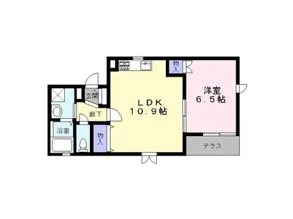 SUNDEK(1LDK/1階)の間取り写真