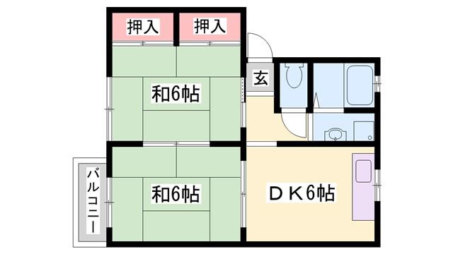 ラ・フォーレ・ヒロIII(2DK/2階)の間取り写真