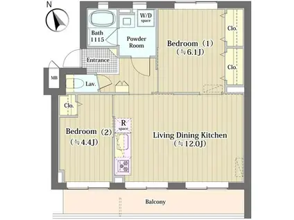 フレシア駒込(2LDK/4階)の間取り写真