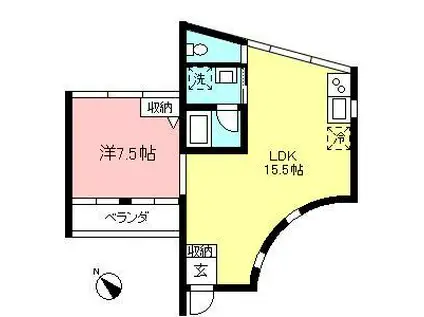 NAGAO SUZUKI PEAR FIELD S(1LDK/2階)の間取り写真