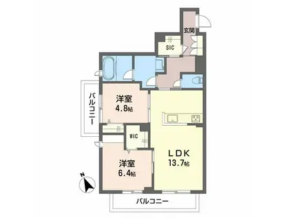 セントラル山田(2LDK/3階)の間取り写真