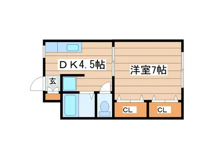 AKハウス(1DK/1階)の間取り写真