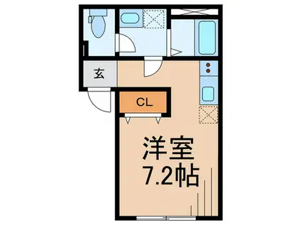 GREEN TERRACE 目黒本町(ワンルーム/2階)の間取り写真