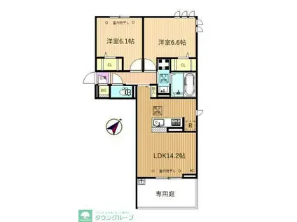 カメリア(2LDK/1階)の間取り写真